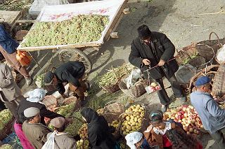 62 Kashgar Sunday Market 1993 Fruit And Vegetable Market From Tower.jpg